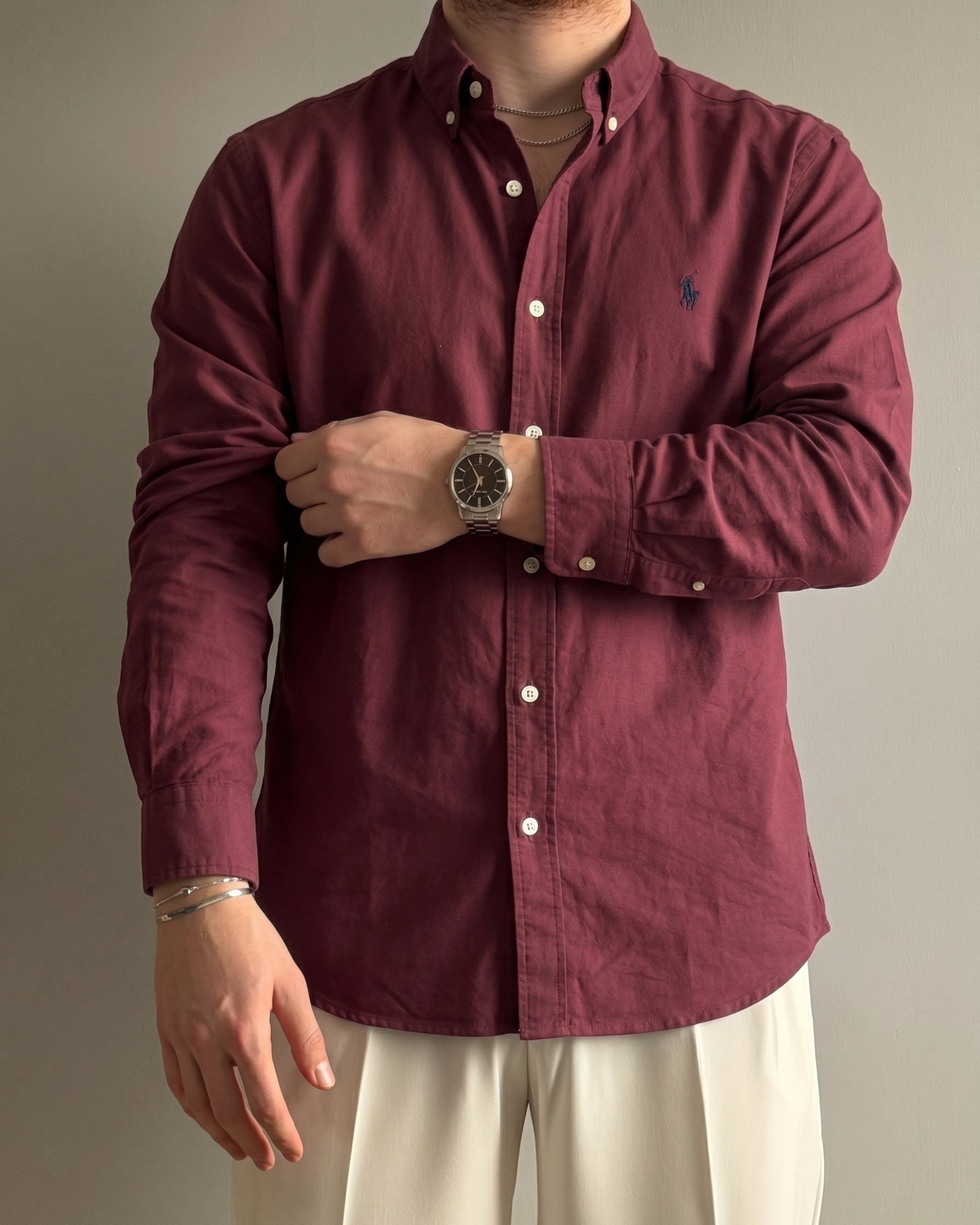 Polo Ralphlauren Bordo Yazlık Keten Gömlek