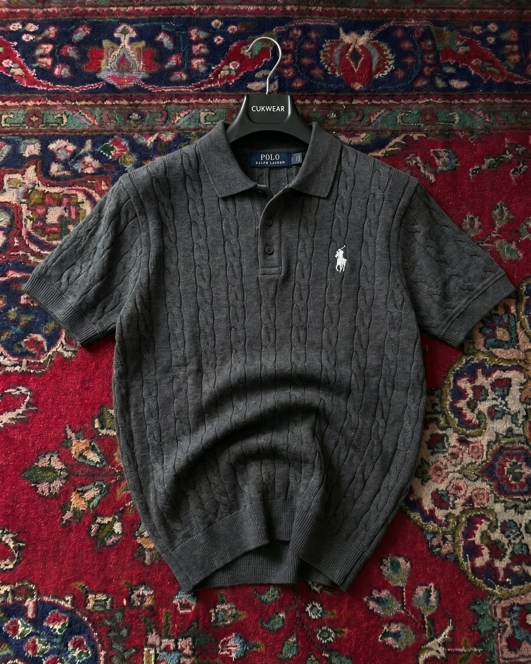Polo Ralphlauren Gri Örgü Yazlık Triko Döküm Yakalı