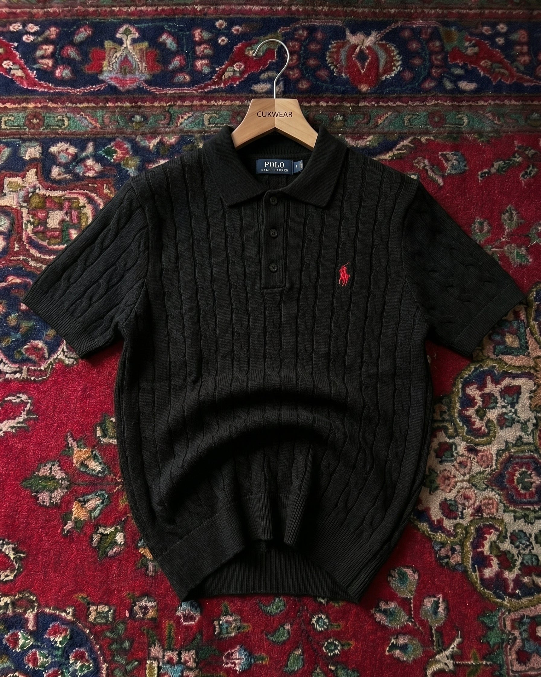 Polo Ralphlauren Siyah Örgü Yazlık Triko Döküm Yakalı