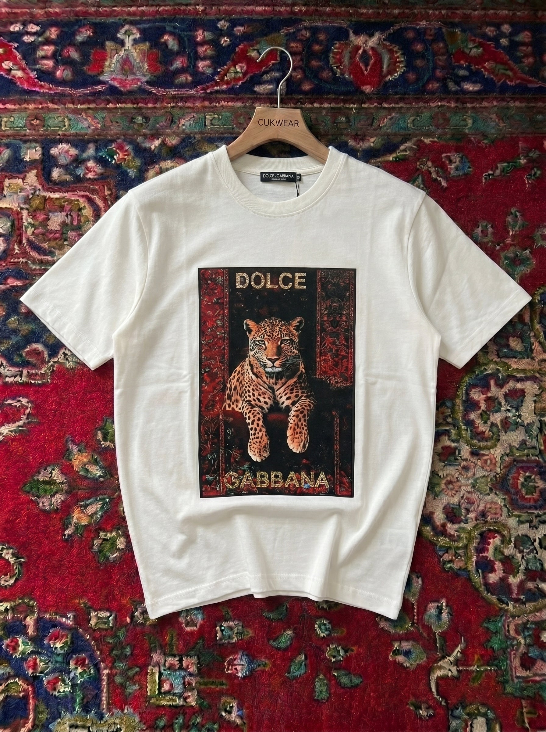 Dolce Gabbana Leopar Beyaz Penye Tişört