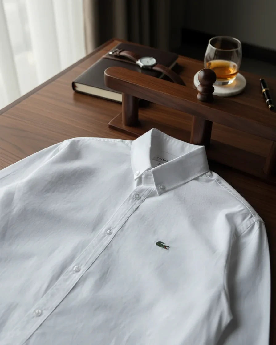 Lacoste Beyaz Yazlık Keten Gömlek