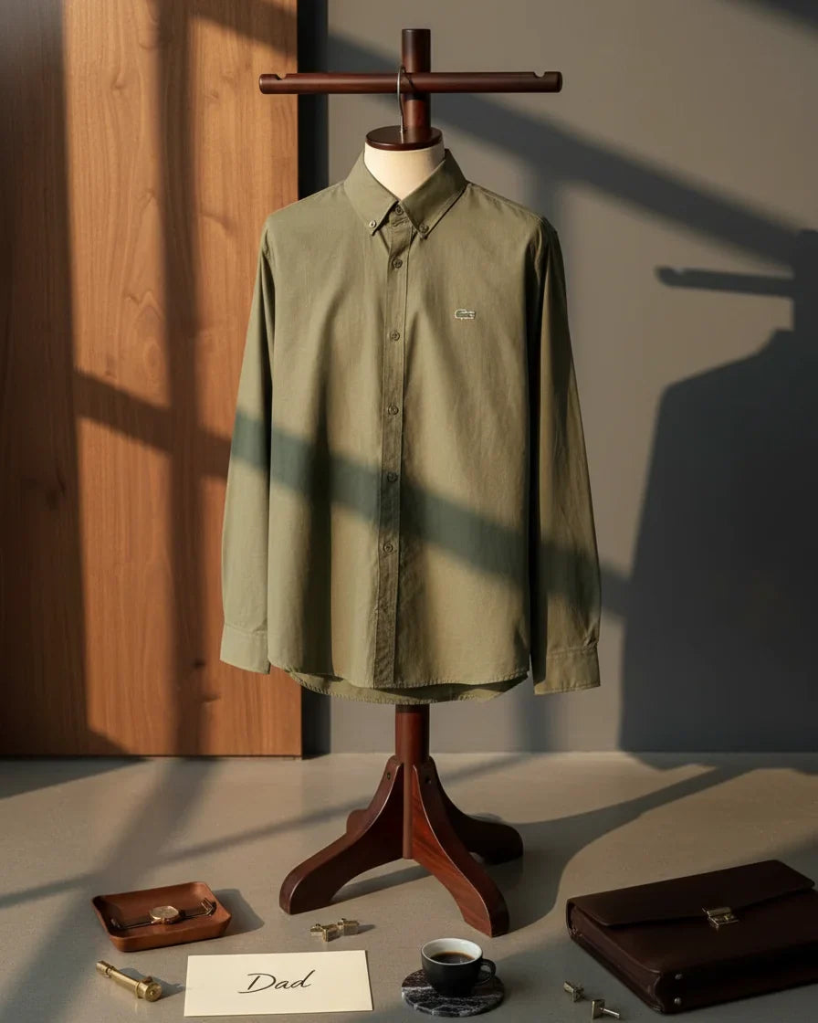 Lacoste Haki Yazlık Keten Gömlek