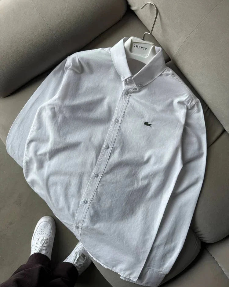 Lacoste Beyaz Yazlık Keten Gömlek
