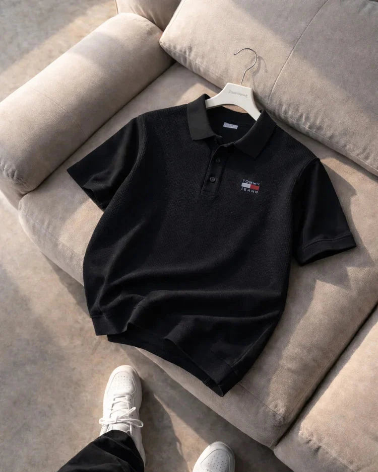 Tommy Hilfiger Siyah Triko Döküm Yakalı